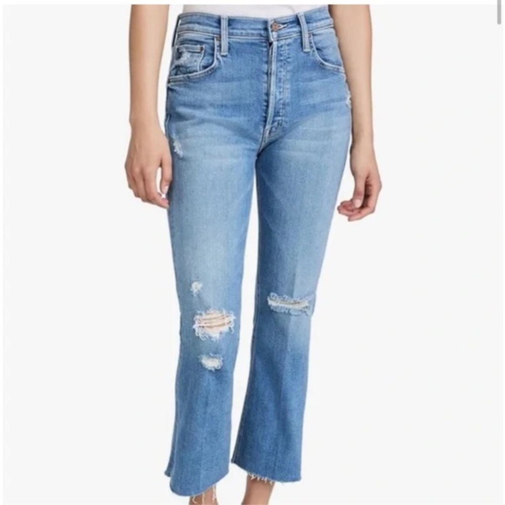 MOTHER denim tripper ankle fray flare play like a pirate light wash jeans sz 25